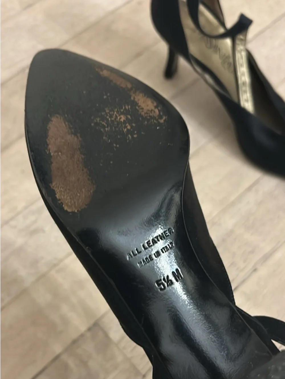 Vintage YSL black satin heels 5.5